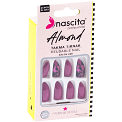 Taxma Dırnaqlar Nascita Almond Red Black Designed