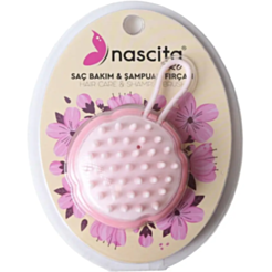 Saç Və Baş Dərisini Yumaq Üçün Massaj Fırçası Nascita Asılqanlı Çəhrayı