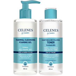 Dəst Celenes Thermal Üz Yuma Geli Yağlı Və Qarışıq Dəri Üçün 250 ml + Celenes Thermal Toner Nəmləndirici Və Sakitləşdirici 200 ml