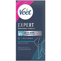 Восковые полоски для тела Veet для чувствительной кожи 12 шт.