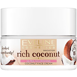 Üz Kremi Eveline Rich Coconut Multi Qidalandırıcı Quru Və Həssas Dəri Üçün 50 ml