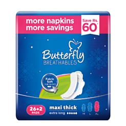 Qadın Bezləri Butterfly Breathables Maxi Thick XL26+2 ədəd