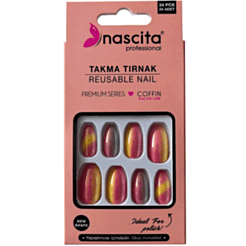 Taxma Dırnaqlar Nascita Coffin Red Yellow Ombre