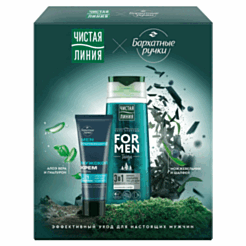 Dəst Kişilər Üçün Barxatniye Ruçki Əl Kremi + Çistaya Liniya Şampun 3 in 1 80 ml + 250 ml