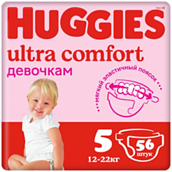 Подгузники Huggies Ultra Comfort Mega для девочек S5 12-22 кг 56 шт