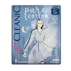 Qadın Bezləri Cleanic Pure Cotton Night 8 ədəd