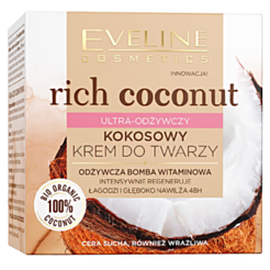 Üz Kremi Eveline Rich Coconut Multi Qidalandırıcı Quru Və Həssas Dəri Üçün 50 ml