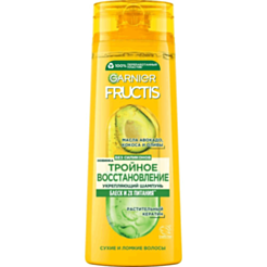 Şampun Garnier Fructis Üçlü Bərpa Zədələnmiş Və Zəifləmiş Saçlar Üçün Avokado 400 ml